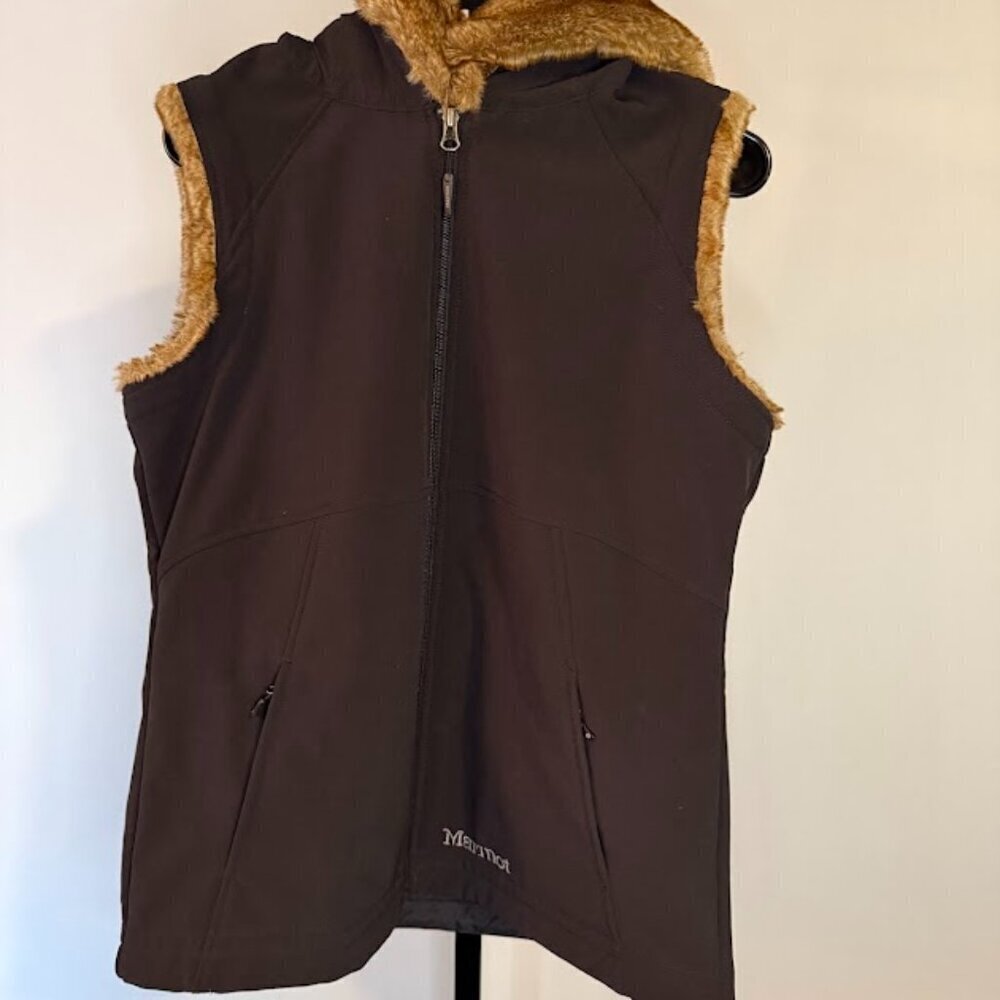 Marmot Black Furlong Faux Fur Lined Vest